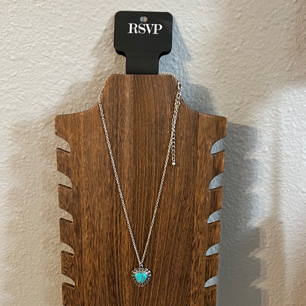 3/$18 Rsvp Silver Necklace With Turquoise Heart Pendant Lot 390 Nwt